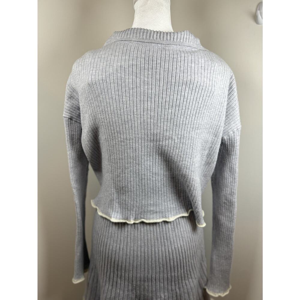 Anthropologie Daily Practice Miles Sweater Dress Small Gray Knit Pleated Preppy - Picture 14 of 15